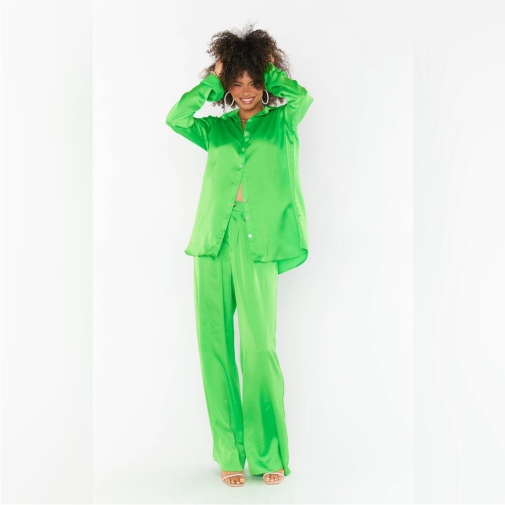 Hayes Trouser - Vibrant Green Satin Pants SMYM NWT Pants ONLY